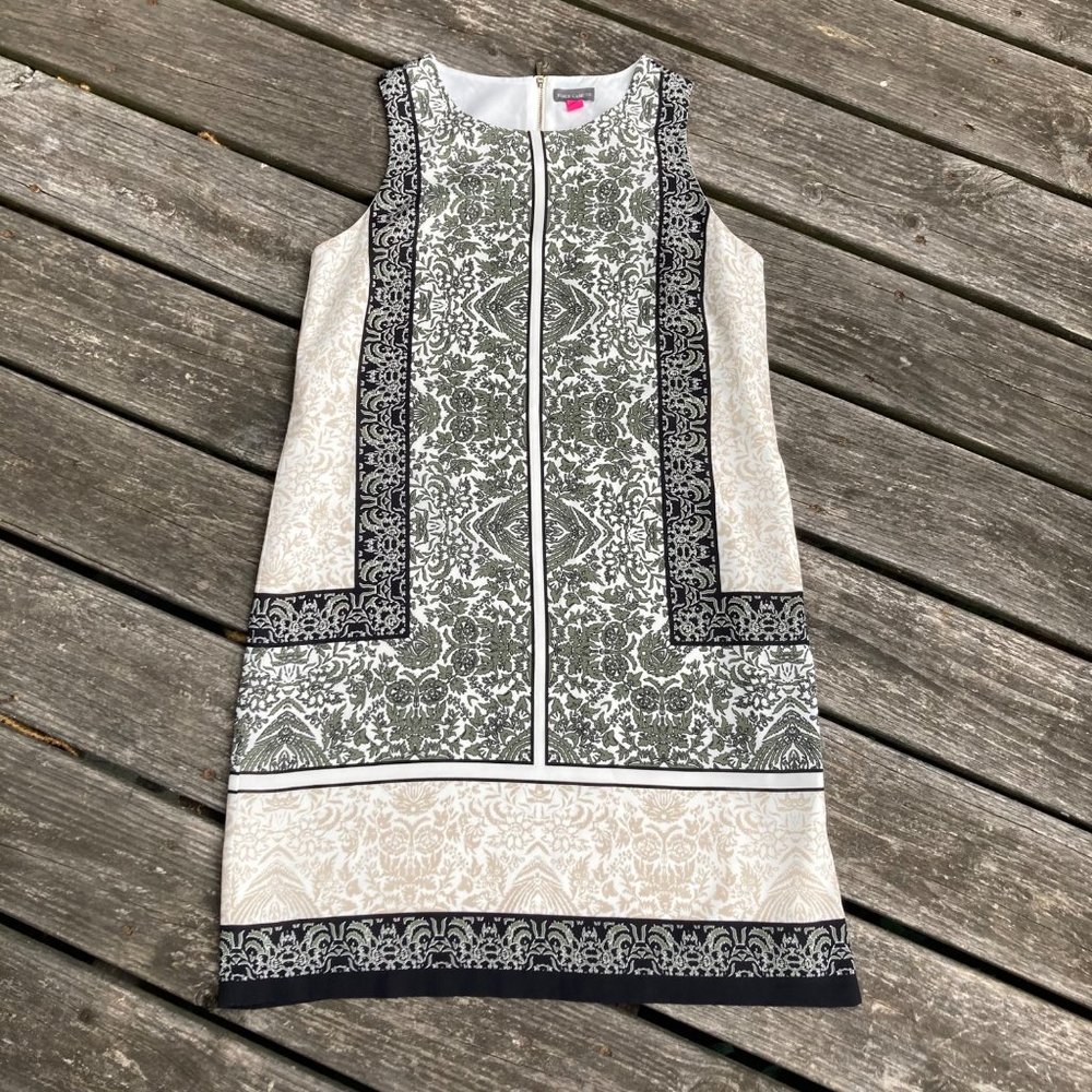 Vince Camuto Black White Beige Sheath Dress Size 4
